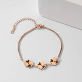 Stainless Steel Floral Link Enamel Bracelet